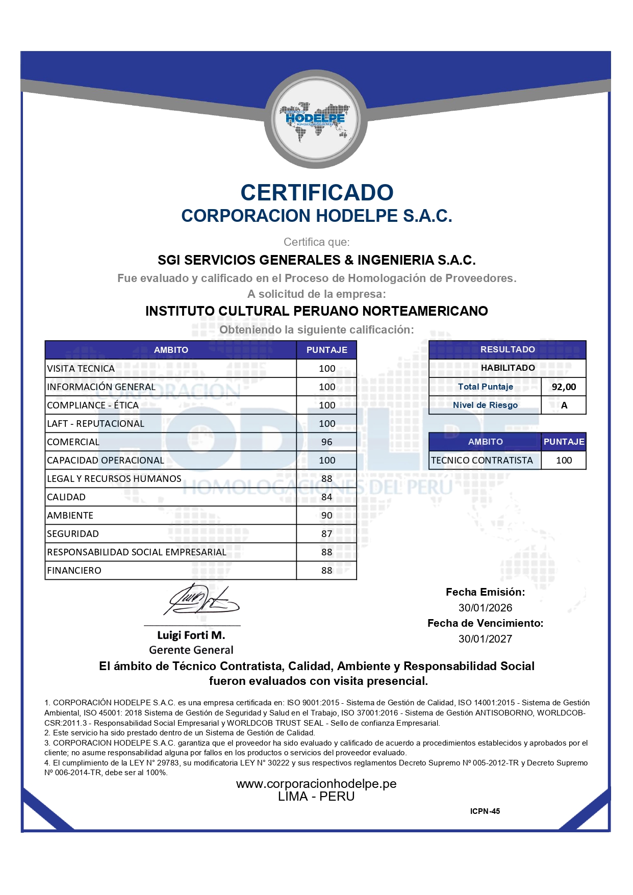 Certificado SGI